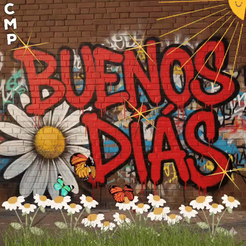 Graffiti On A Brick Wall Says Buenos Dias GIF