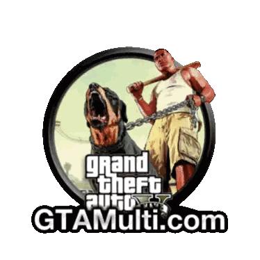 Grand Theft Auto 5 Logo with Man and Dog