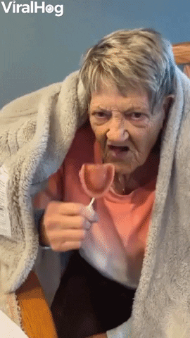 Grandma Dentures Sticks Lollipop No Teeth GIF