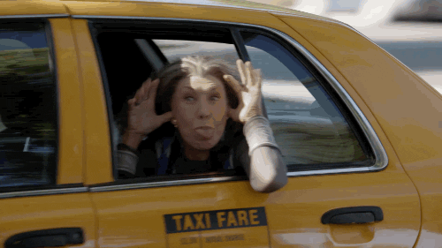 Grandma Stick Tongue Out On Cab GIF