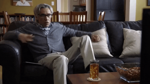 Grandpa Scared While Watching Tv GIF