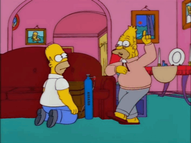 Grandpa Simpson Dancing In Front Of Homer GIF