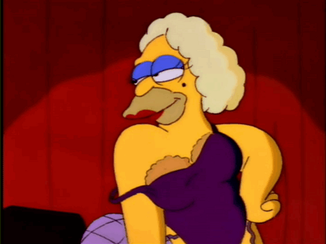 Grandpa Simpson Dressing Up As Sexy Lady GIF