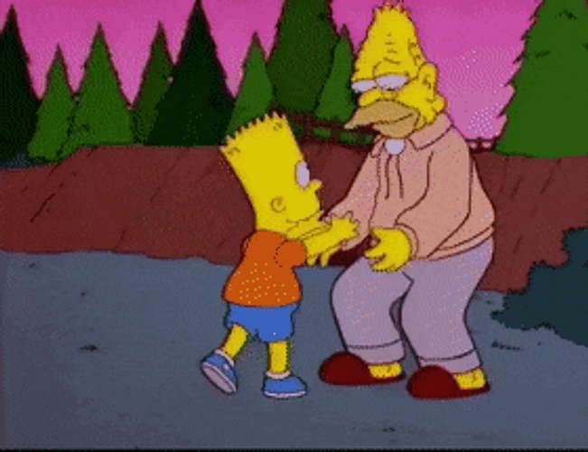 Grandpa Simpson Happily Hugging Bart Simpson GIF