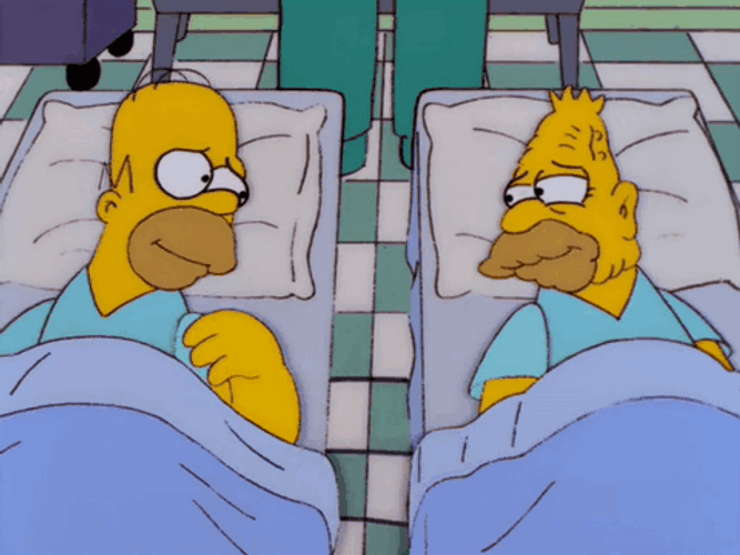 Grandpa Simpson Holding Hands With His Younger Self GIF