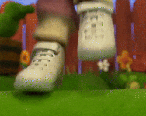 Granny Puppet Jogging Along GIF
