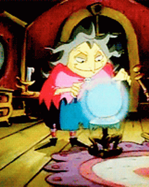 Granny Witch Reading Crystal Ball Addams Family GIF