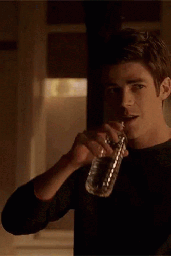 Grant Gustin Flash Drinking Water GIF