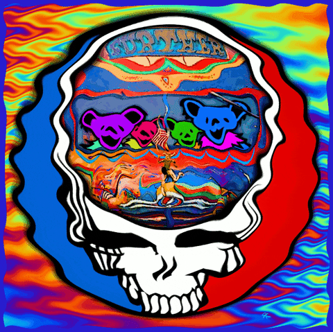 Grateful Dead Skull Featuring Colorful Bears GIF