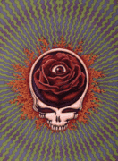 Grateful Dead Skull With Red Rose GIF