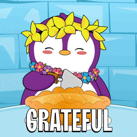 Grateful Pudgy Penguin Pie Slice GIF