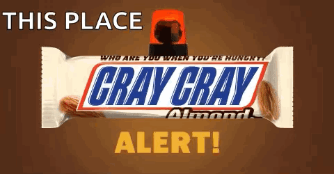 Gray Almond Snickers Bar with Siren