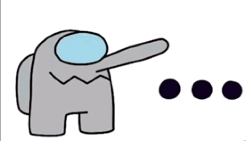 Gray Among Us Character Pointing at Dots