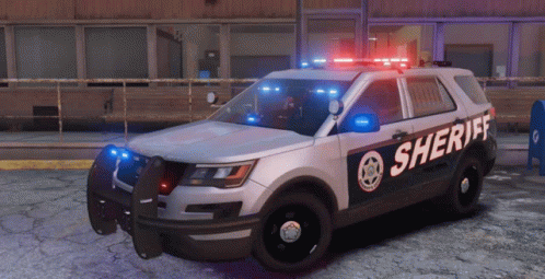 Gray Animated Police Car Sheriff GIF