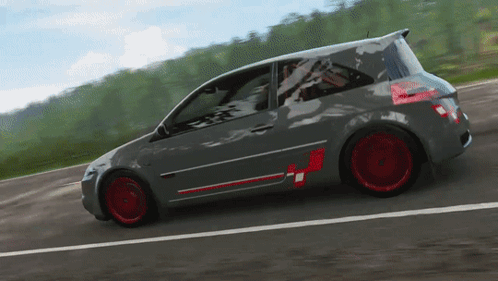 Gray Car With Red Wheels Driving GIF