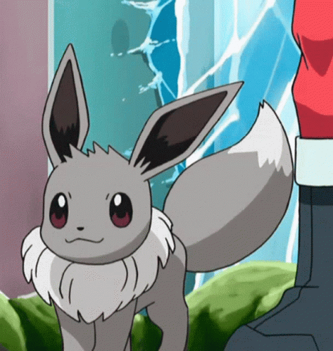 Gray Eevee Smiles Evolutions GIF