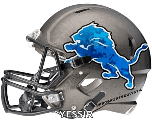 Gray Football Helmet With Blue Lion GIF