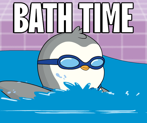 Gray Penguin Bath Time Paddles Pool GIF
