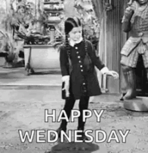 Grayscale Animated Blessed Wednesday Girl Dancing GIF