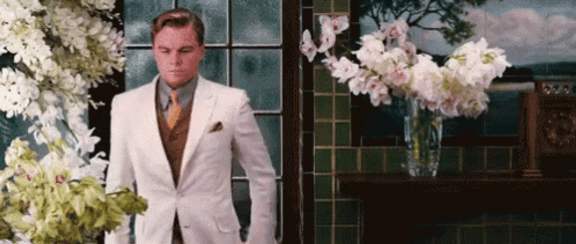 Great Gatsby Leonardo DiCaprio White Suit GIF