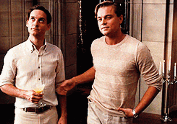 Great Gatsby Tobey Maguire And Leonardo DiCaprio GIF