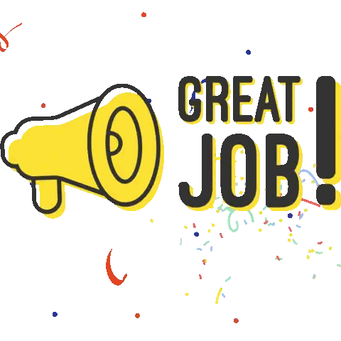 Great Job Sticker Megaphone Confetti