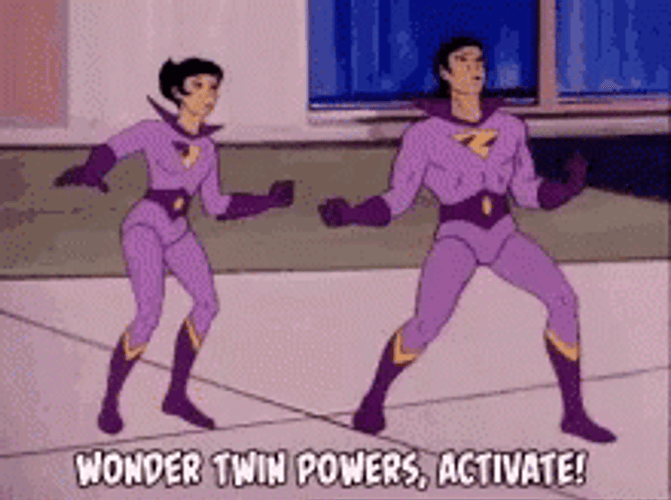 Great Minds Think Alike Classic Wonder Twins GIF