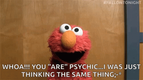 Great Minds Think Alike Surprised Elmo GIF