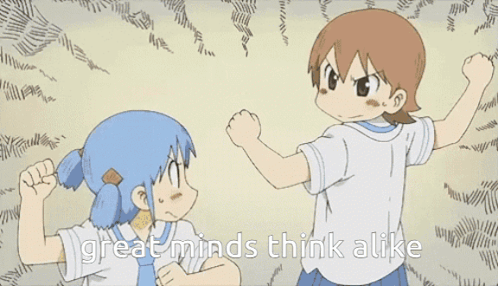 Great Minds Think Alike Yuko And Nichijou GIF