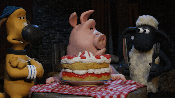 Greedy Pig Eating Whole Cake GIF