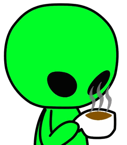 Green Alien Holding Coffee