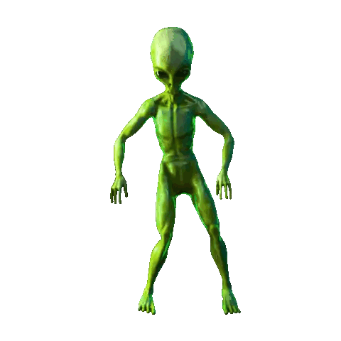 Green Alien Standing with Arms Outstretched