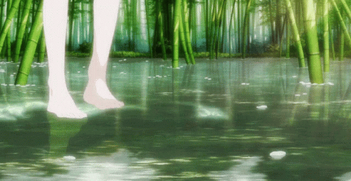 Green Ambiance Walking Anime Girl GIF