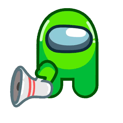Green Among Us Character Holding Megaphone
