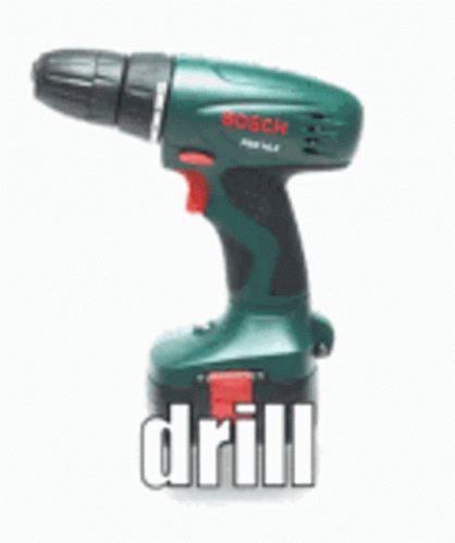 Green And Black Cordless Drill With Word Drill GIF