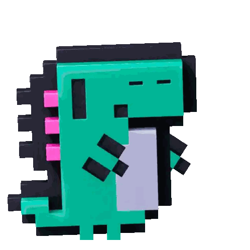 Green and Black Dinosaur Pixel Art