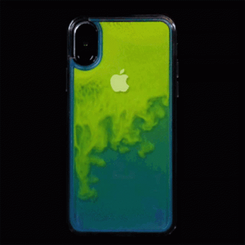 Green and Blue iPhone Case With Apple Logo