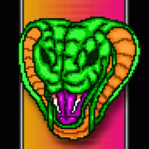 Green and Orange Cobra With Mouth Open