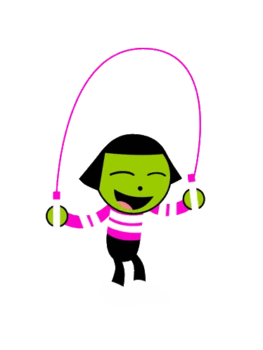 Green and Pink Cartoon Jump Rope