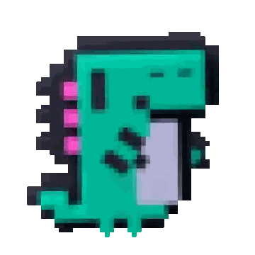 Green and Pink Dinosaur Pixel Art