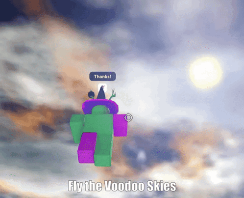 Green and Purple Flying Figure Fly Voodoo Skies