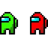 Green and Red Among Us Characters