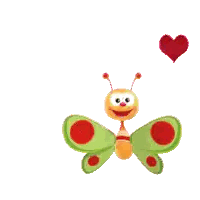 Green and Red Butterfly with Heart