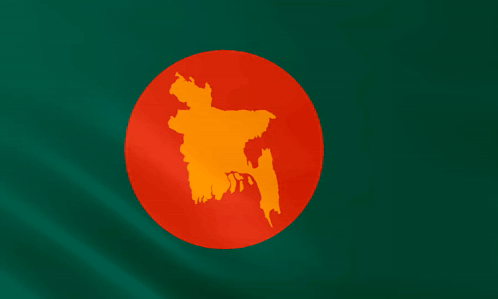 Green and Red Flag With Map of Bangladesh