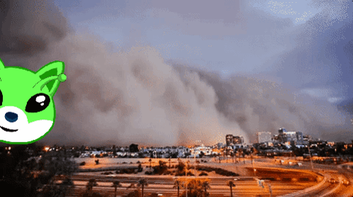 Green And White Cat In Front Of Dust Cloud GIF