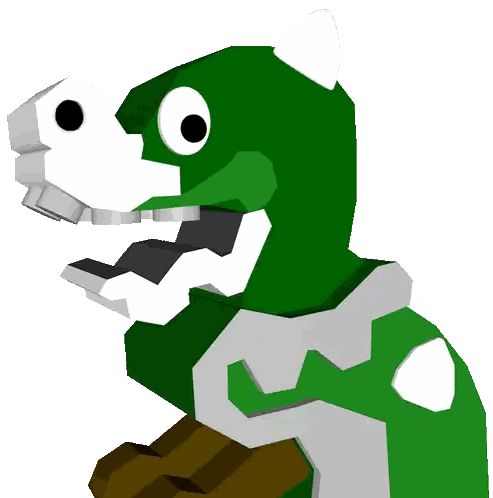Green And White Dinosaur With Big Mouth