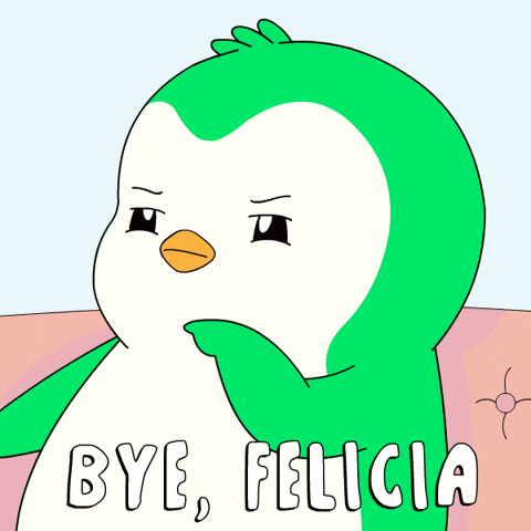 Green and White Penguin Bye Felicia