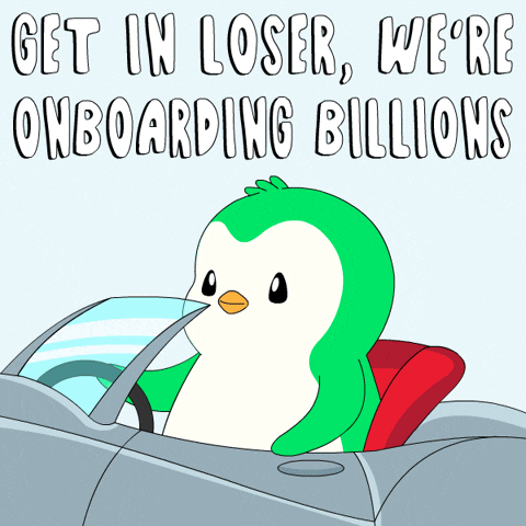 Green And White Penguin Driving Car Get In Loser We Are Onboarding Billions GIF