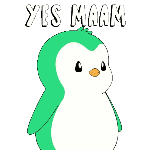 Green and White Penguin Saluting Yes Maam