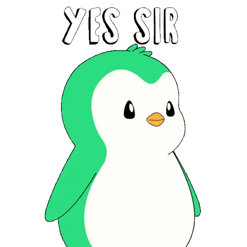 Green And White Penguin Saying Yes Sir